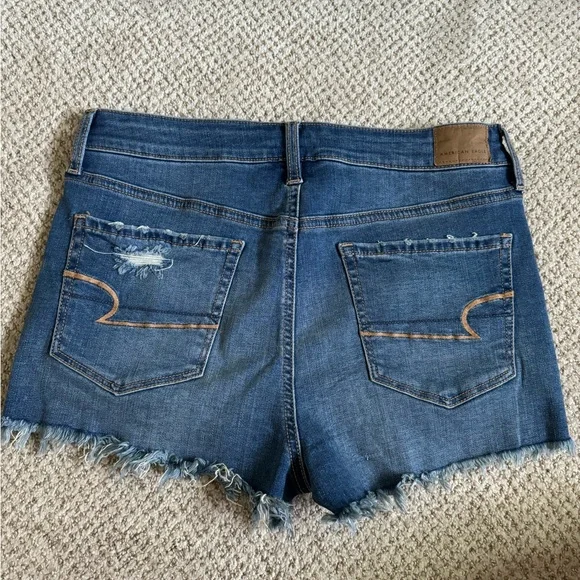 American Eagle High Rise Shortie Shorts Button fly Super Stretch Size 10 - Picture 3 of 8